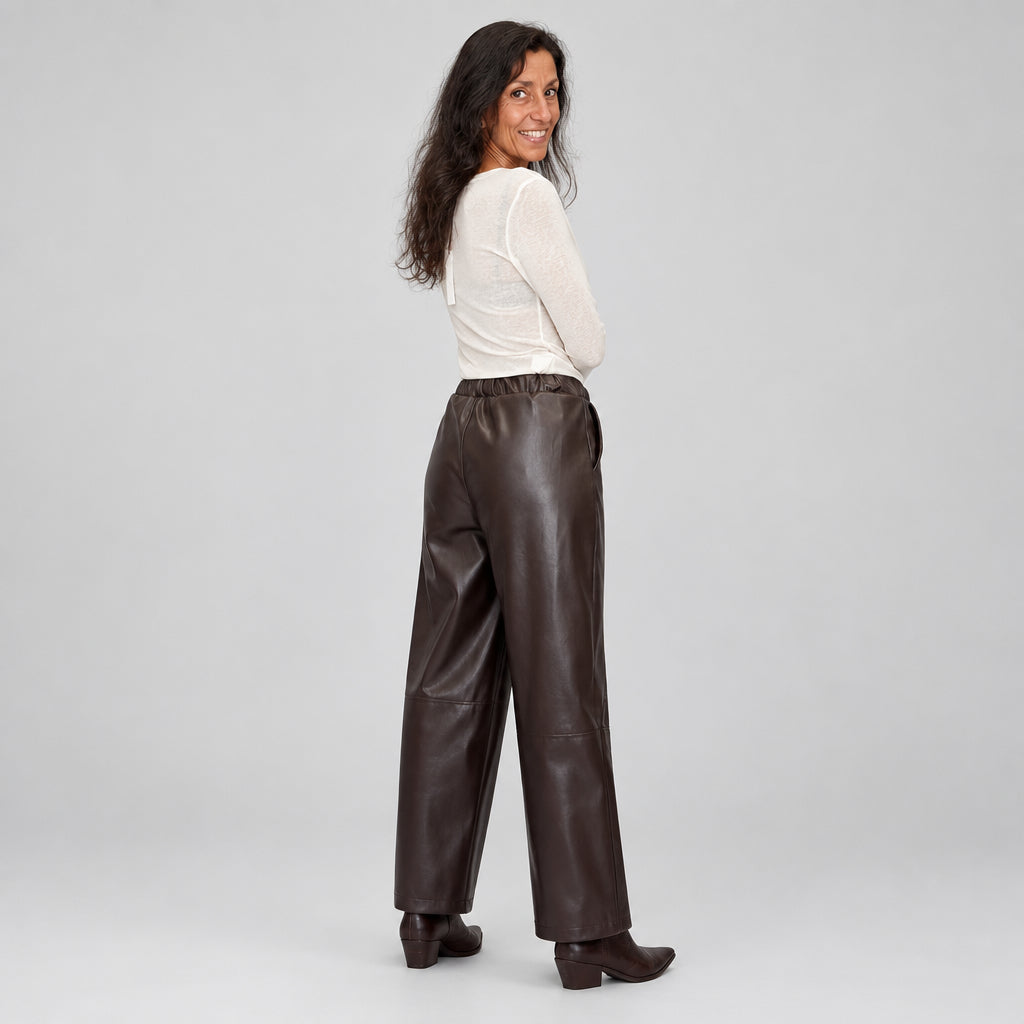 Pantaloni Similpelle Cioccolato - Micambio