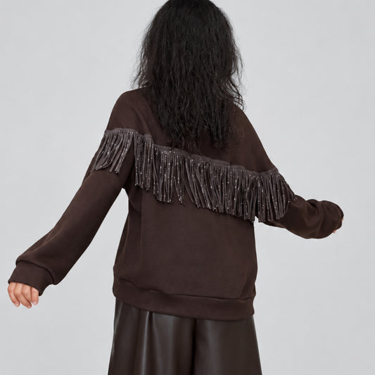 Felpa Frange Marrone - Micambio