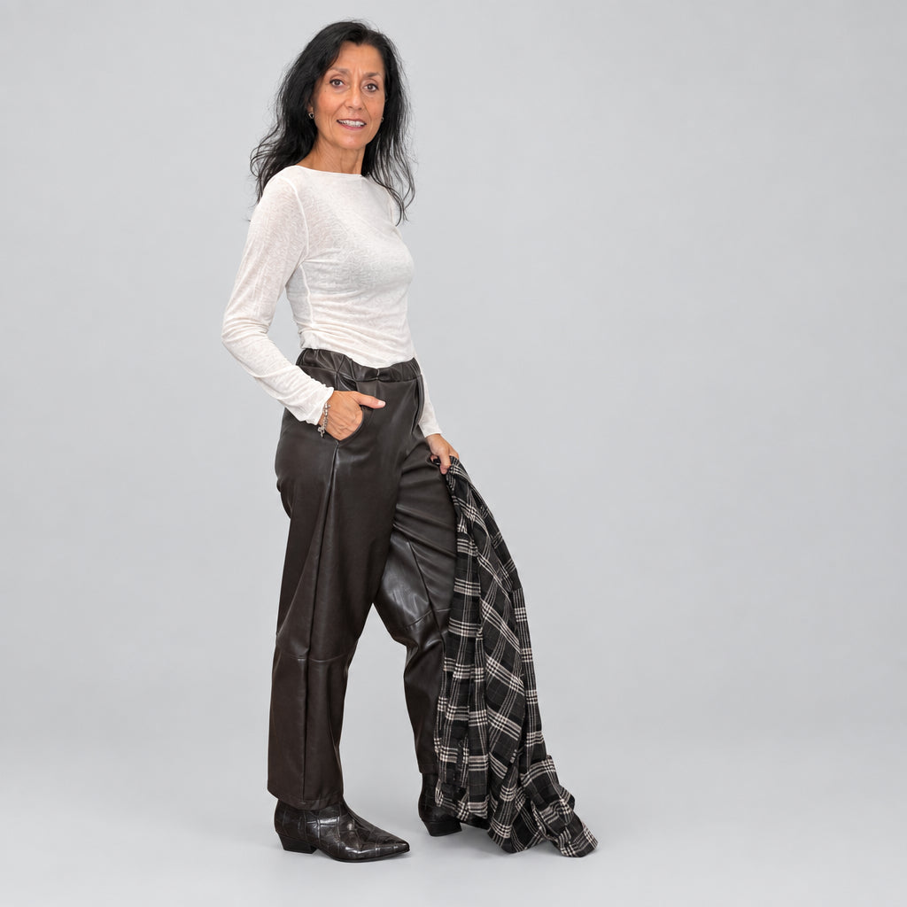 Pantaloni Similpelle Cioccolato - Micambio