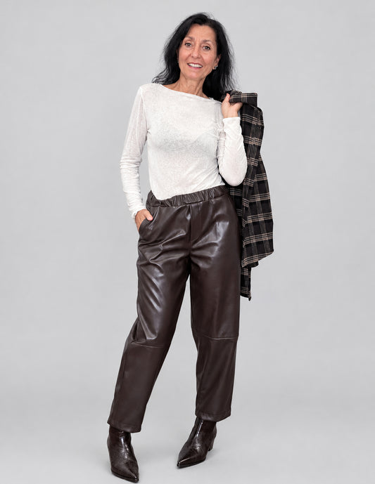 Pantaloni Similpelle Cioccolato - Micambio